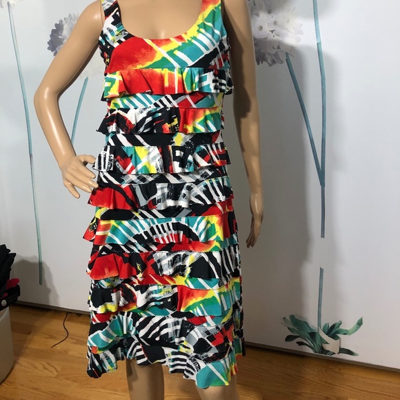 Colorful summer dress. Slip on - Picture 1 of 7